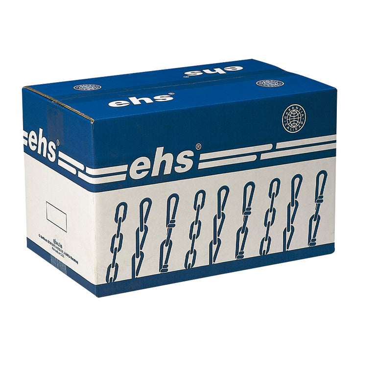 Caja de cartón azul y blanca marca EHS para dispensación de cadena