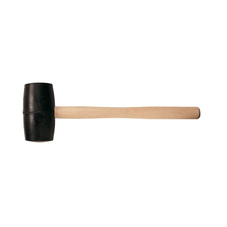 Maza de goma negra con mango de madera marca RATIO para trabajos de albañilería y bricolaje