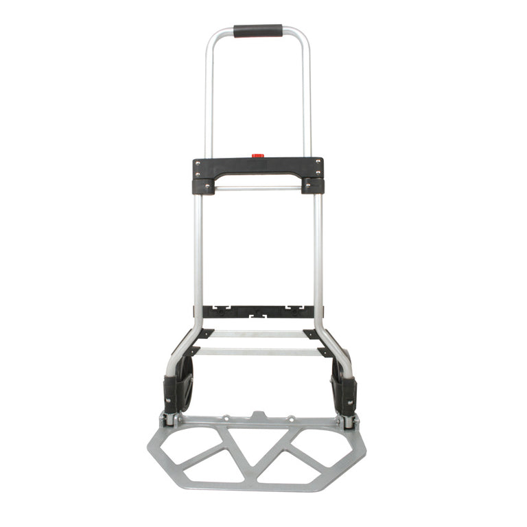 Carretilla plegable de aluminio RATIO abierta con base de carga y mango extensible