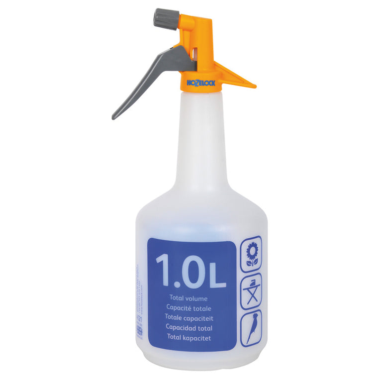 Pulverizador manual Hozelock Spraymist de 1L con gatillo ergonómico gris y boquilla ajustable naranja