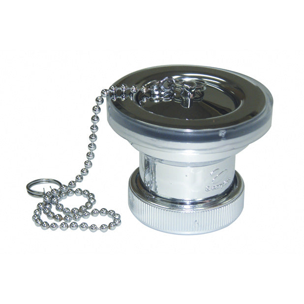 Válvula de desagüe Crearplast C-76C cromada con tapón y cadena para lavabo o bidé