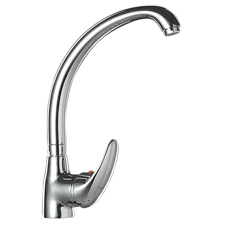 Grifo monomando de cocina BOET serie Cinco en acabado cromo con caño alto giratorio y maneta ergonómica