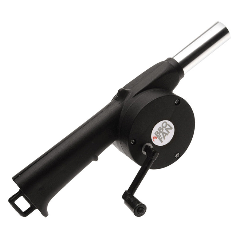 Soplador manual de aire para barbacoa con manivela y boquilla metálica, color negro