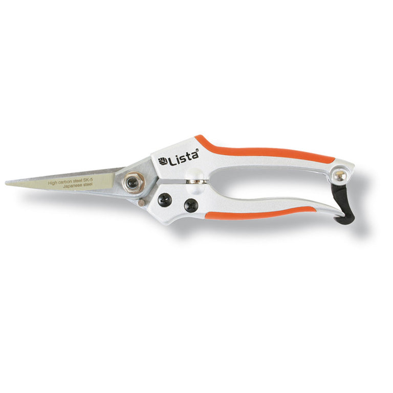 Tijera de poda de una mano Lista N12 con cuchilla de acero SK5 y mango ergonómico de aluminio naranja