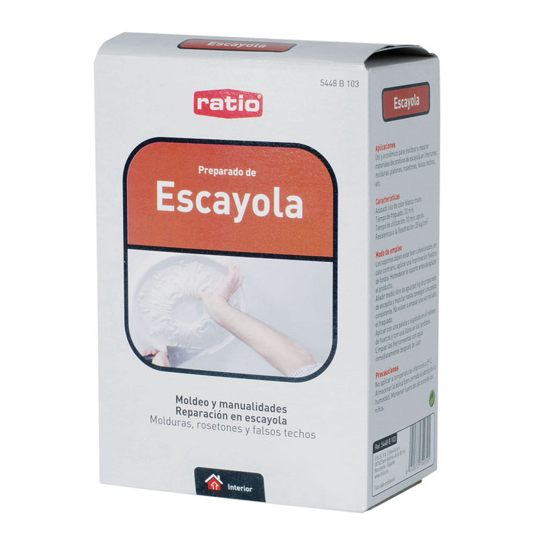 Caja de Escayola Preparada RATIO de 1kg para molduras, rosetones y reparación de grietas en interiores.