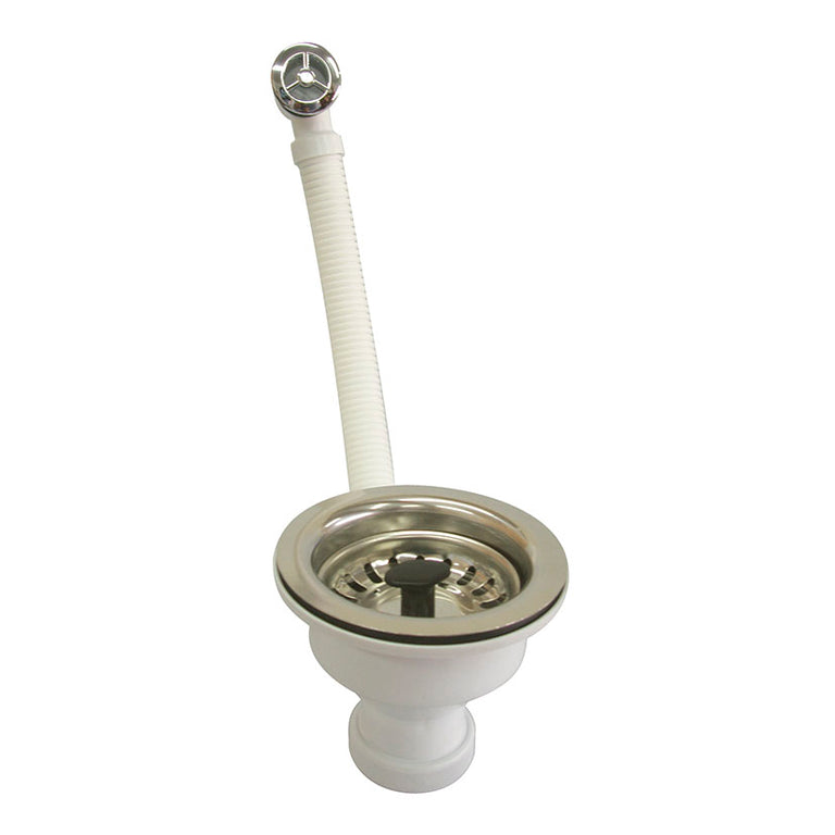 Válvula de cestilla Crearplast C-92 de acero inoxidable con rebosadero para fregadero de cocina