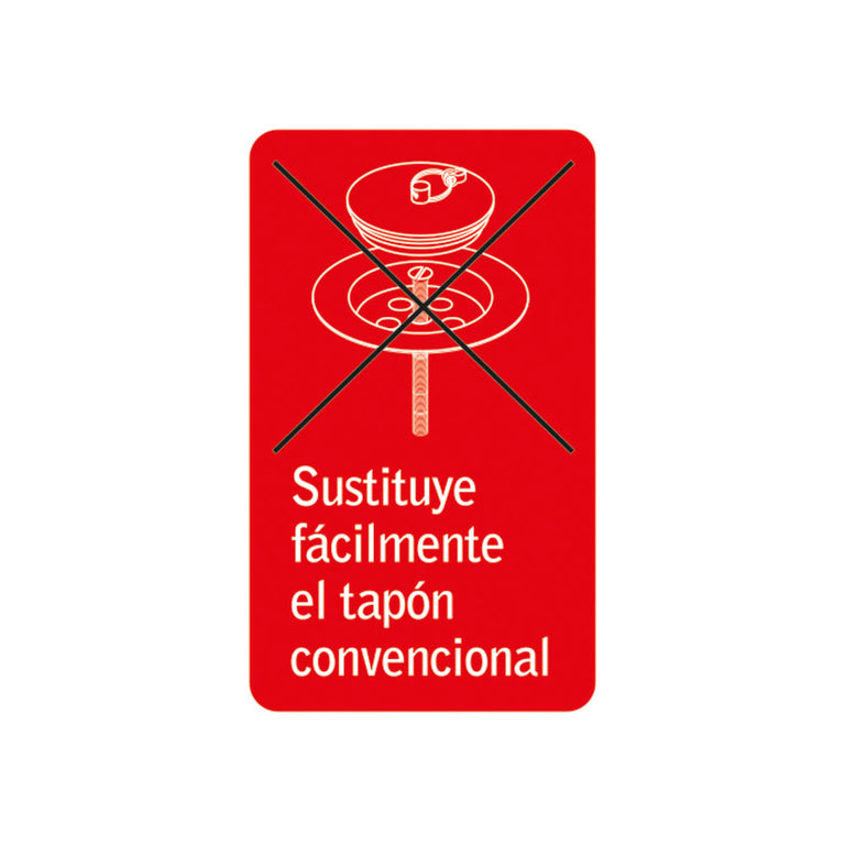 Infografía explicativa sobre la sustitución fácil de un tapón convencional por el sistema automático Habitex.