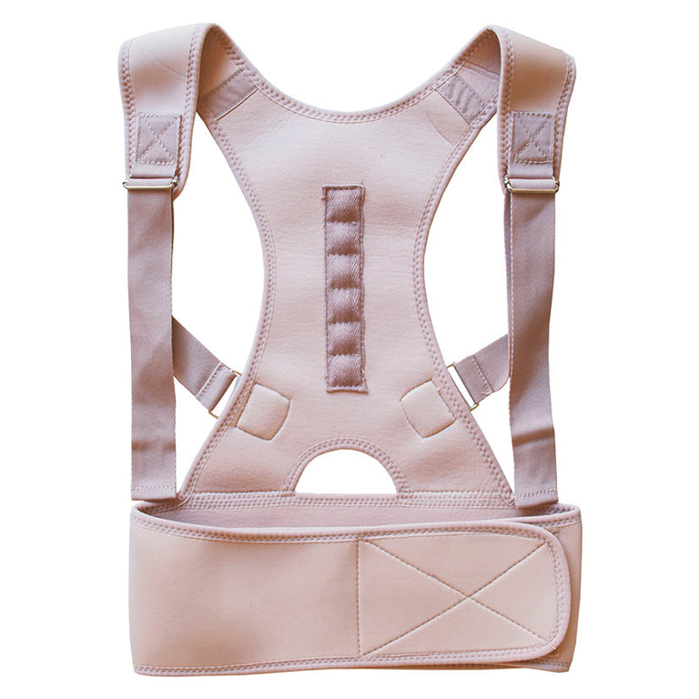 Chaleco corrector de postura Active Posture color beige con imanes de magnetoterapia y correas de ajuste.
