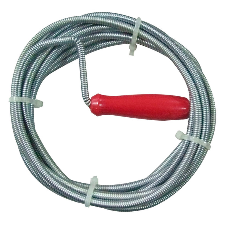 Muelle desatascador flexible HABITEX enrollado con mango ergonómico para limpieza de desagües.