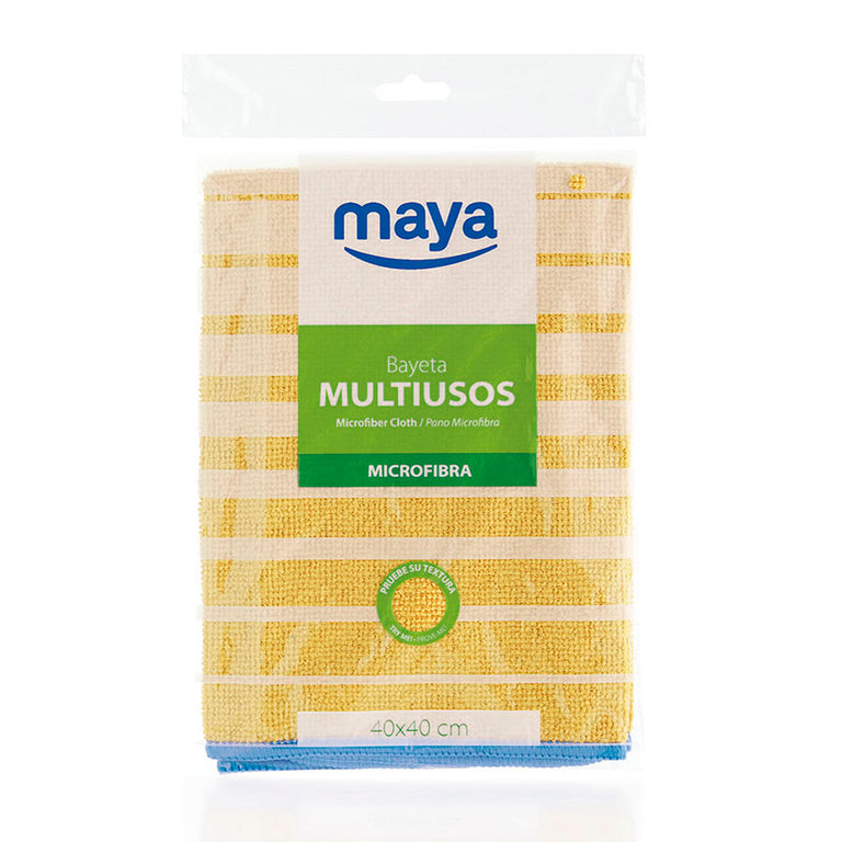 Gamuza de microfibra Maya Microtex color amarillo de 40x40 cm con textura de alta absorción.