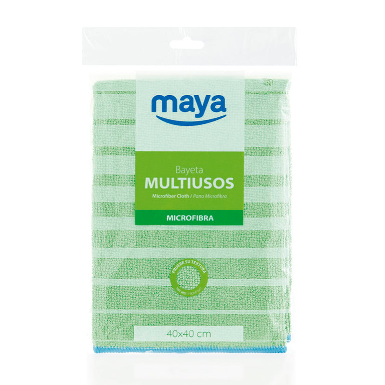 Bayeta multiusos Maya Microtex de microfibra color verde 40x40 cm para acabado profesional.
