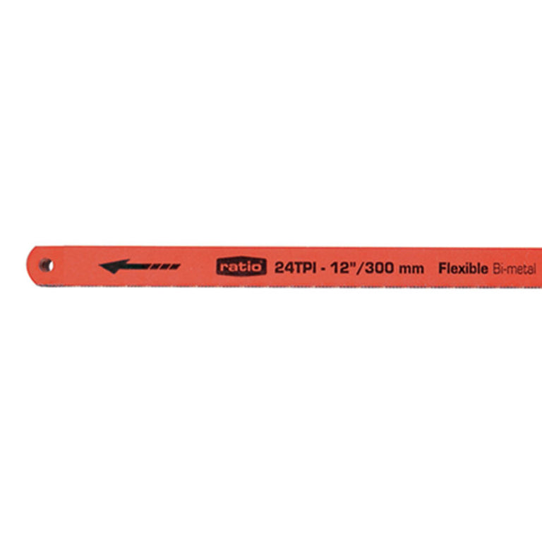 Detalle de hoja de sierra bimetal RATIO 24 TPI 300mm flexible color naranja