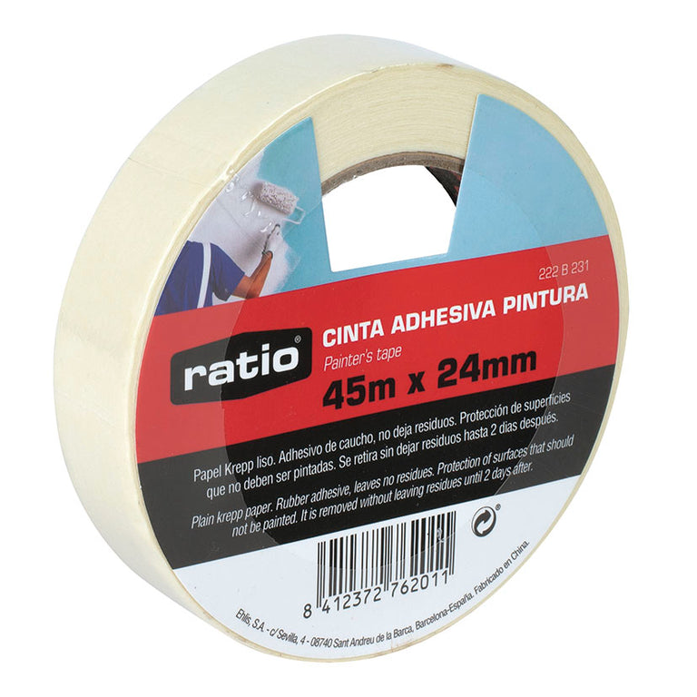 Rollo de cinta para pintar Ratio 24mm x 45m ideal para bricolaje y acabados limpios