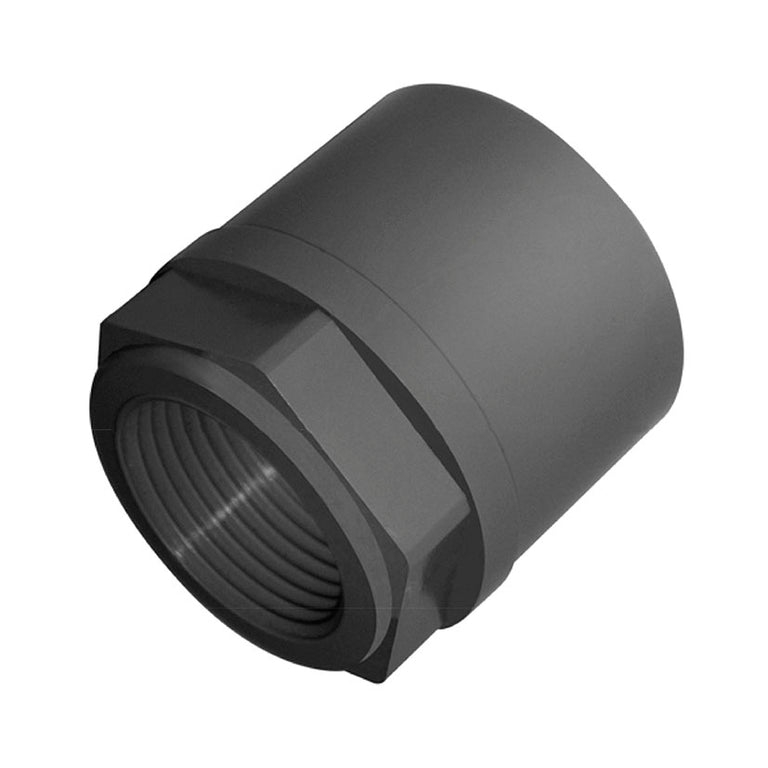Manguito de PVC presión gris CREARPLAST con boca para encolar y rosca hembra interior