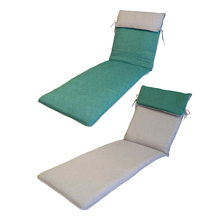 Cojín para tumbona o carro cama serie 530L en color verde y beige con reposacabezas ajustable