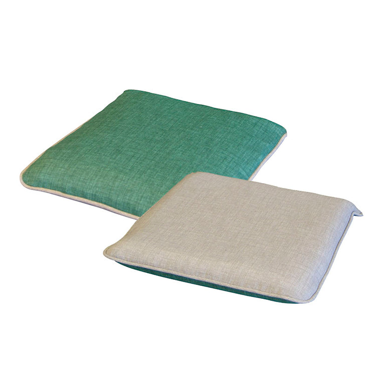 Cojín cuadrado para silla de exterior serie 530L en loneta de algodón verde y beige