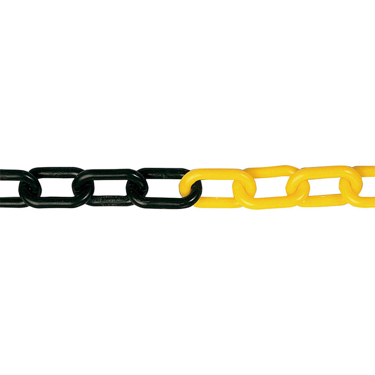 Cadena de plástico bicolor amarillo y negro de alta visibilidad para advertencia de peligro