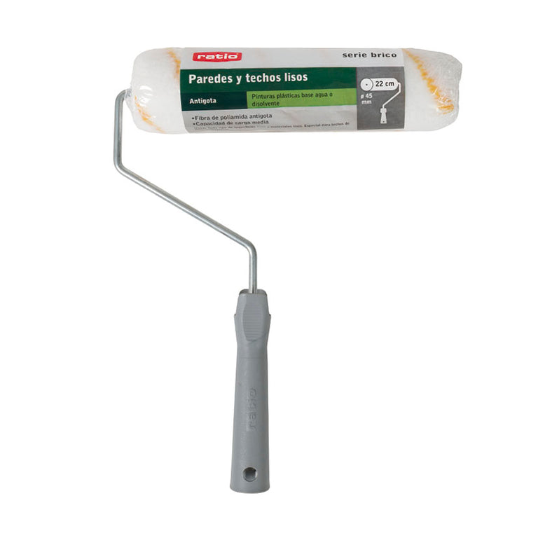 Rodillo de pintura RATIO de 22 cm serie Brico para aplicación de pinturas plásticas.