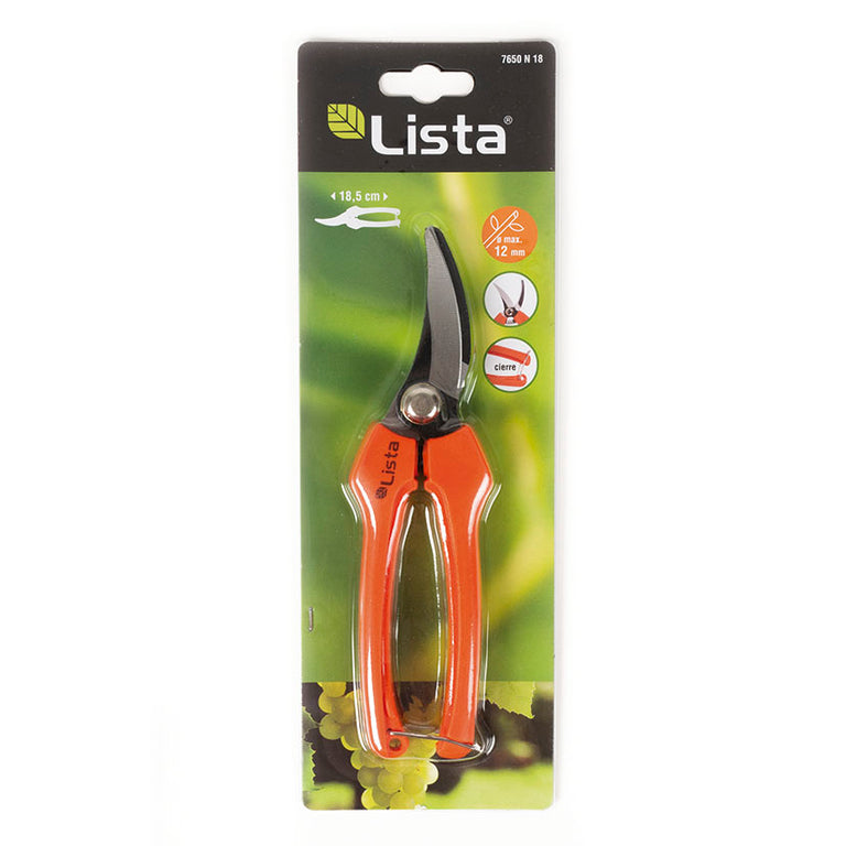 Blíster de tijera de podar LISTA N18 de 18,5 cm con capacidad de corte de 12 mm
