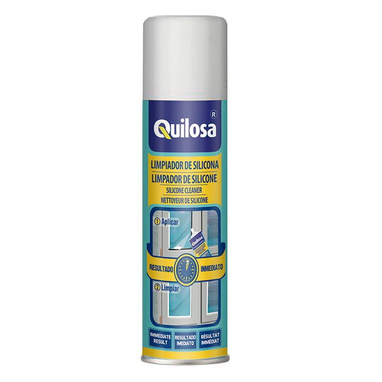 Spray limpiador de silicona Quilosa 150ml para eliminar restos frescos de selladores en superficies.