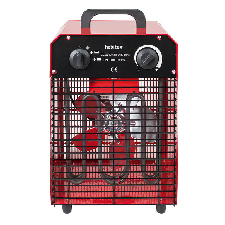 Vista frontal del aerotermo Habitex E179 con mandos de control de temperatura y potencia
