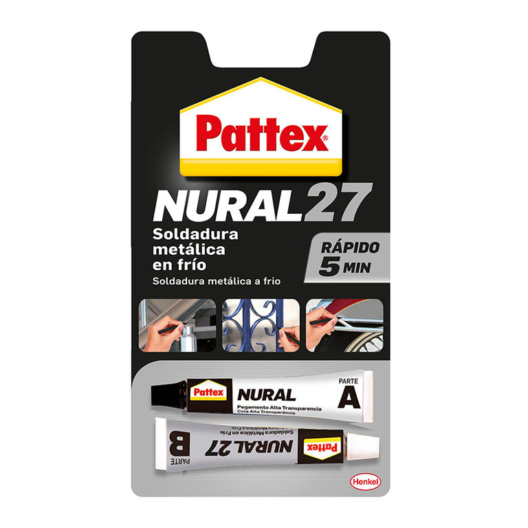 Blíster Pattex Nural 27 soldadura metálica en frío 22ml rápido 5 min