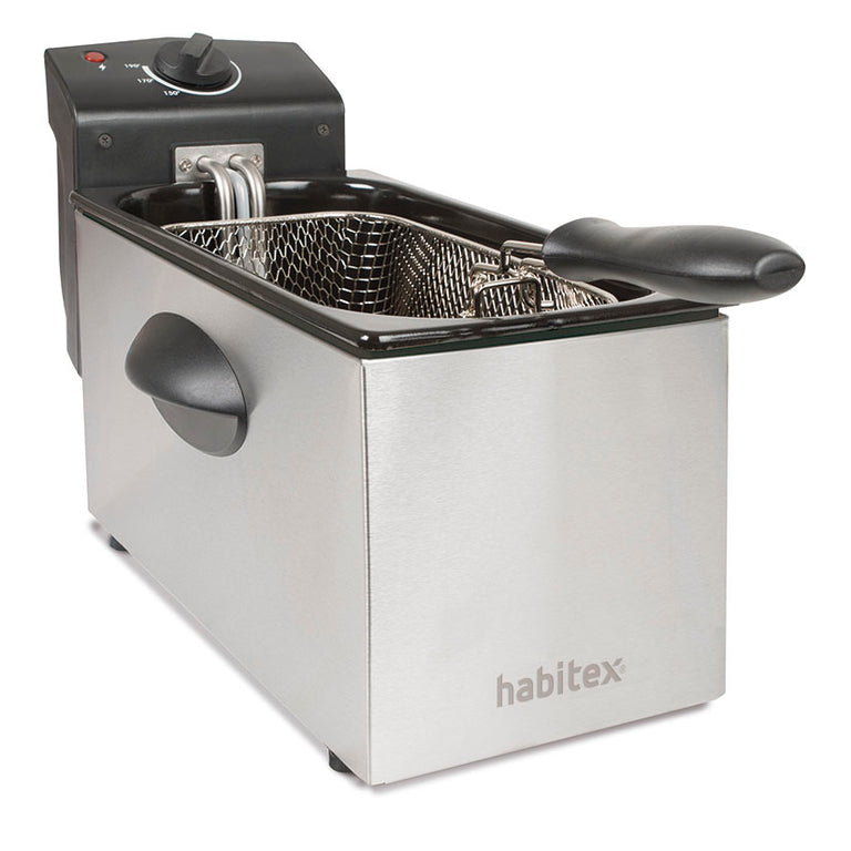 Freidora eléctrica HABITEX CC5303X de acero inoxidable con cesta y mando de control