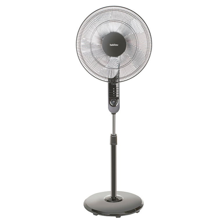 Ventilador de pie Habitex VPR45 color negro con base redonda y altura regulable