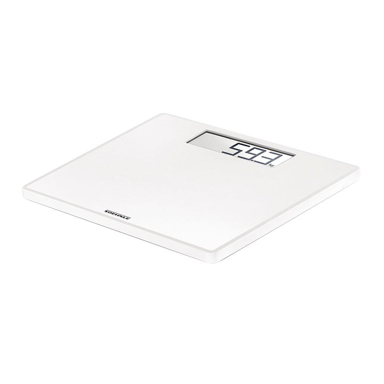 Báscula digital SOEHNLE Style Sense Safe 100 blanca con pantalla LCD de lectura fácil.