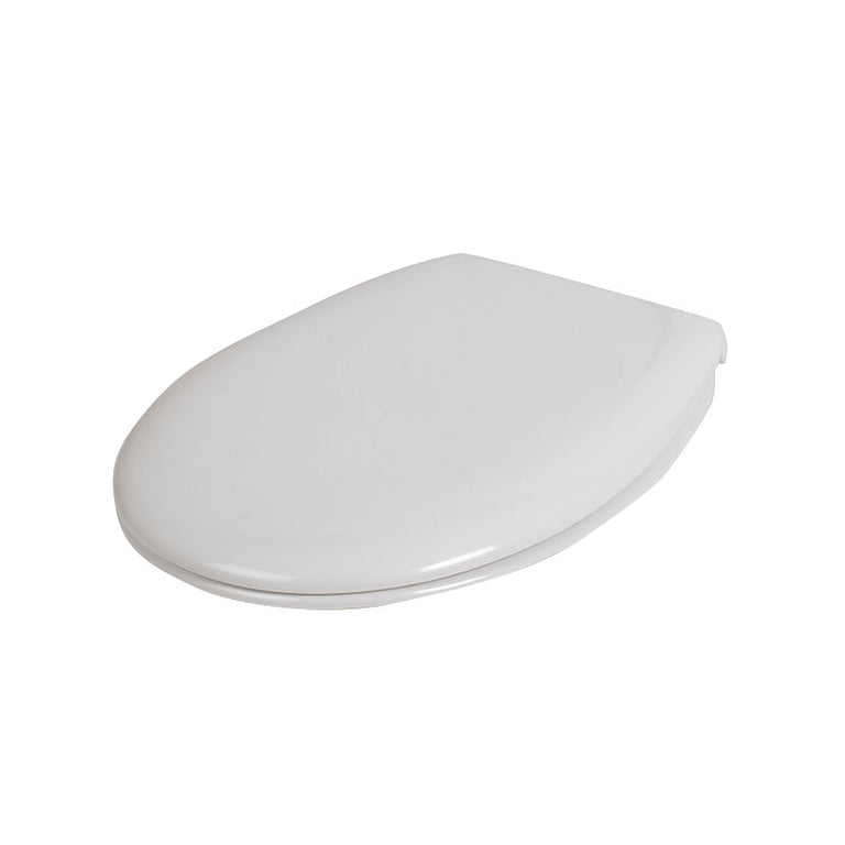Tapa de WC Estoli Reina en color blanco con diseño ergonómico y acabado brillante de alta resistencia.