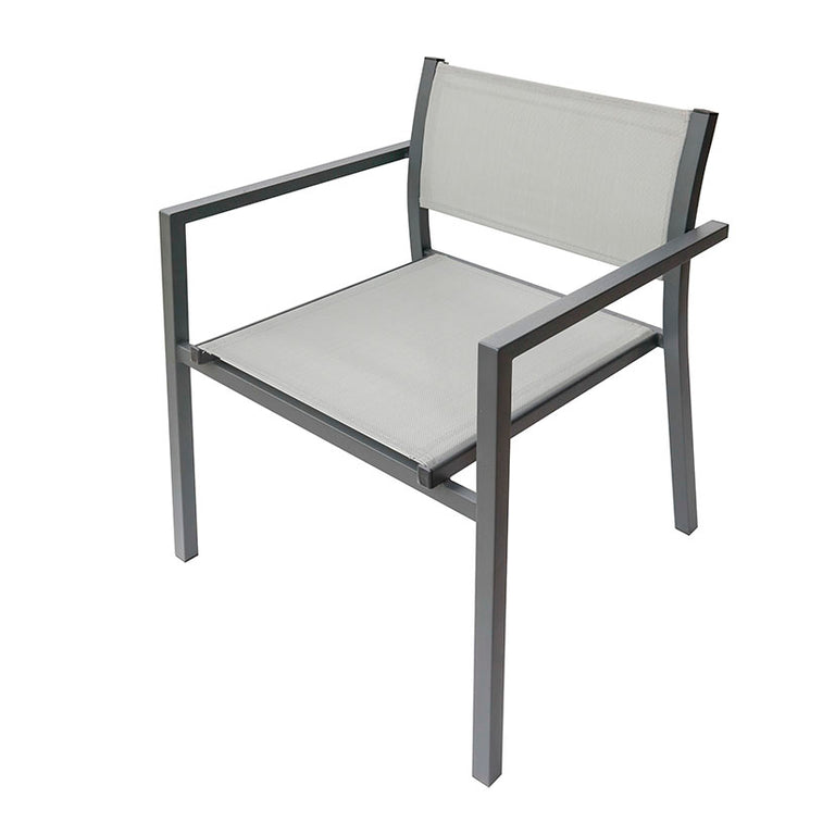 Silla con brazos para exterior Capri en acero y textilene color antracita