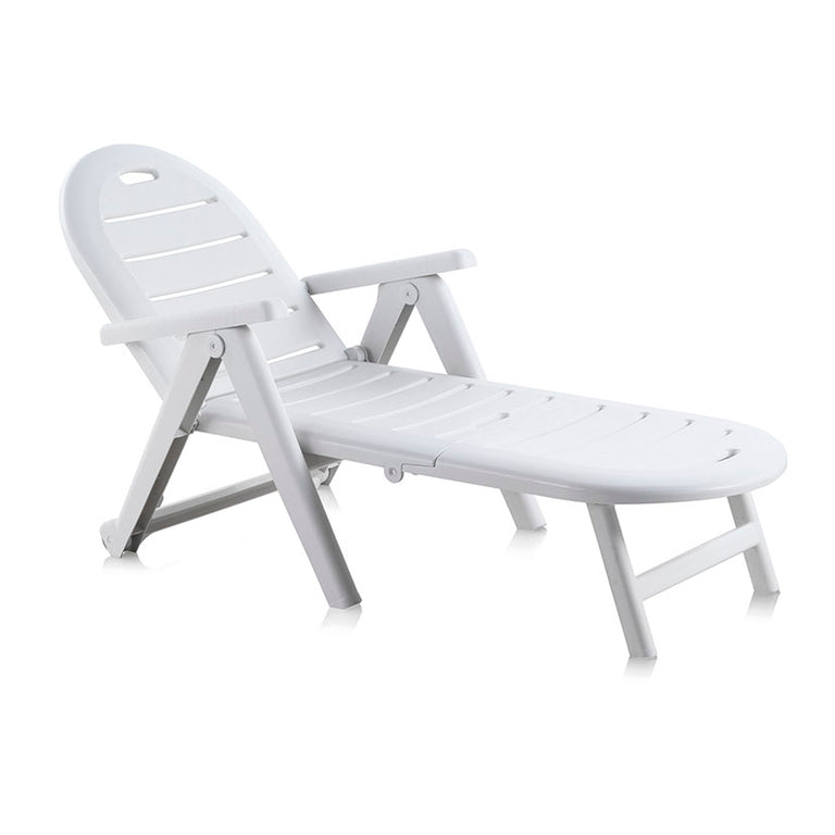 Tumbona de resina blanca Shaf Caimán reclinable para jardín y piscina