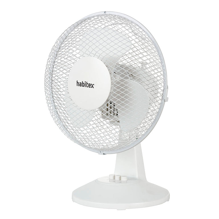 Ventilador de sobremesa Habitex S-23 color blanco con cabezal oscilante de 28 cm
