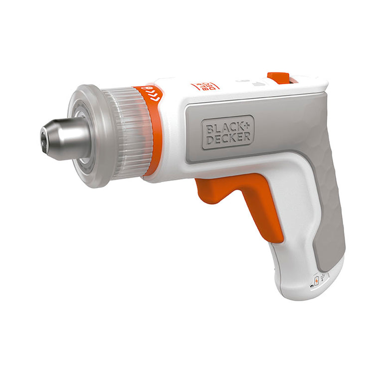 Atornillador a batería BLACK+DECKER HEXDRIVER blanco y naranja con porta-accesorios universal y luz LED