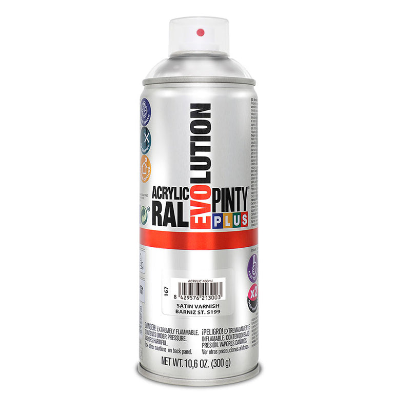 Spray Pintyplus Evolution Barniz Satinado S199 400ml pintura acrílica secado rápido