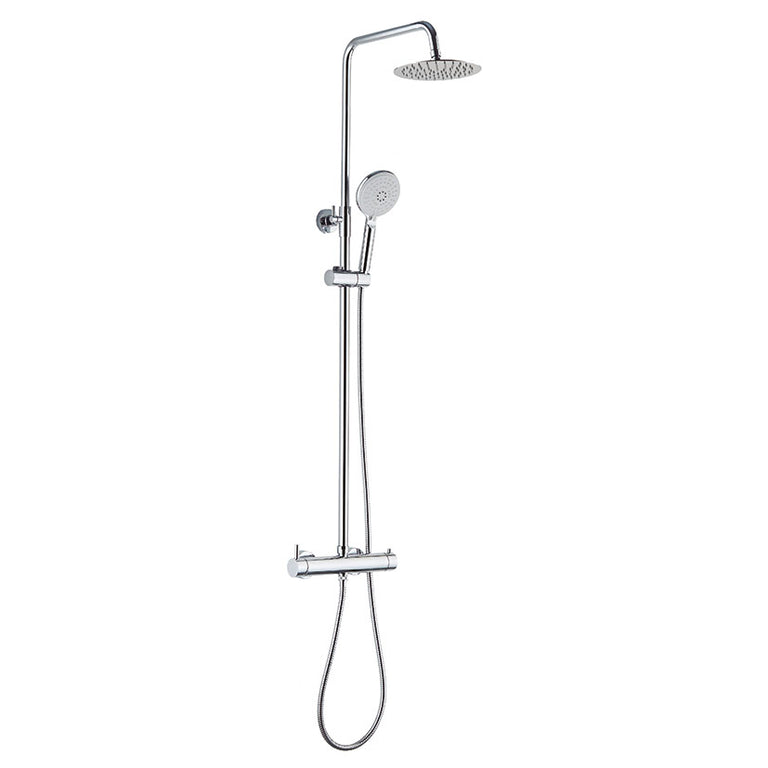 Columna de ducha monomando BOET Tubular cromada con rociador extraplano y ducha de mano