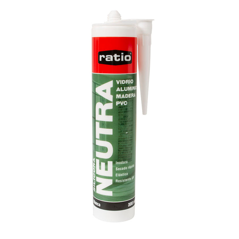 Cartucho de silicona neutra RATIO blanca 300ml sellador elástico resistente UV