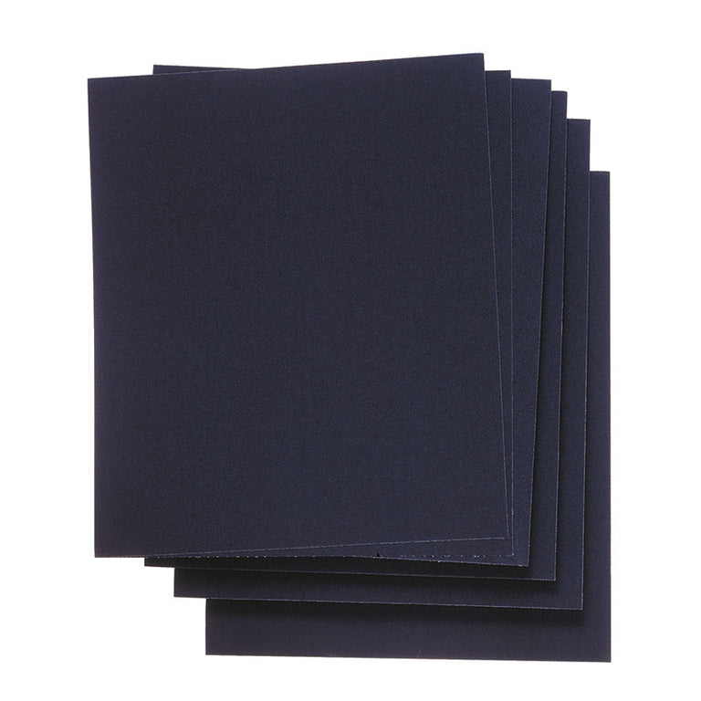 Pack de 6 hojas de tela esmeril abrasiva RATIO color azul para lijado de metales.