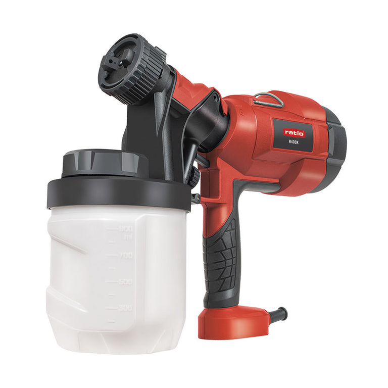 Pistola de pintar eléctrica RATIO R400X roja y negra con depósito graduado de 900ml