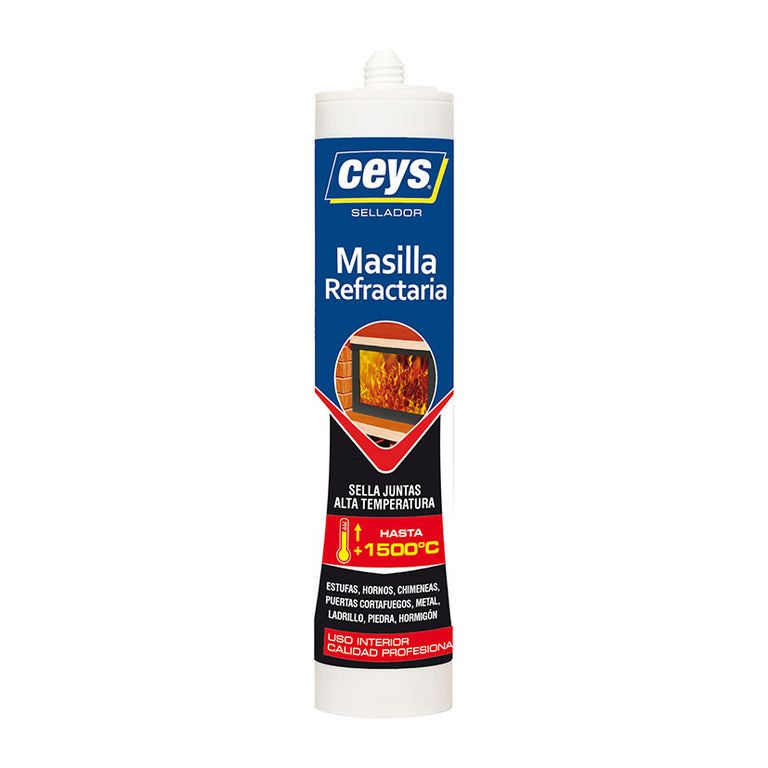 Cartucho de masilla refractaria Ceys negra para sellar juntas en chimeneas y hornos con resistencia hasta 1500 grados