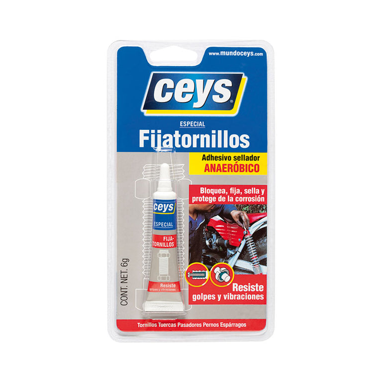 Adhesivo CEYS Fijatornillos 6g en blíster para bloqueo de roscas y protección contra vibraciones