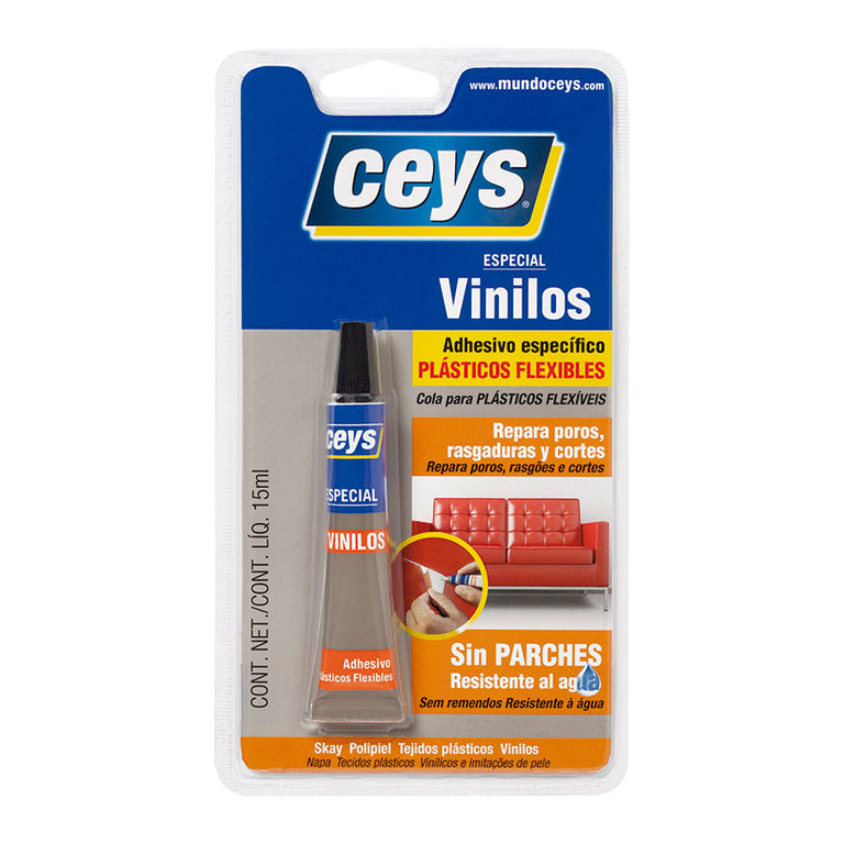 Adhesivo Ceys Especial Vinilos 15ml para reparación de plásticos flexibles y skay sin parches