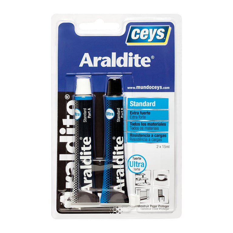 Pegamento bicomponente Araldite Standard Ceys blíster mediano 2x15ml alta resistencia