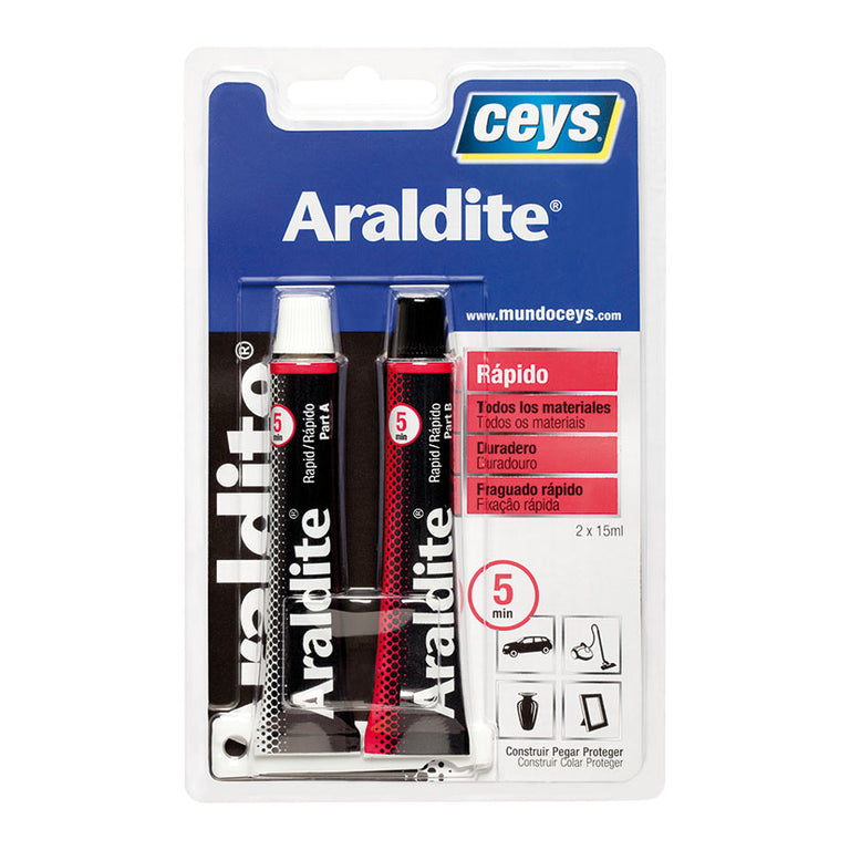 Pegamento Araldite Rápido Ceys 2 componentes 15ml para reparaciones domésticas