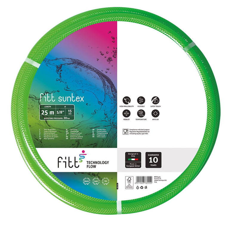 Manguera de riego FITT Suntex 25m 15mm con protección UV y diseño anti-nudos