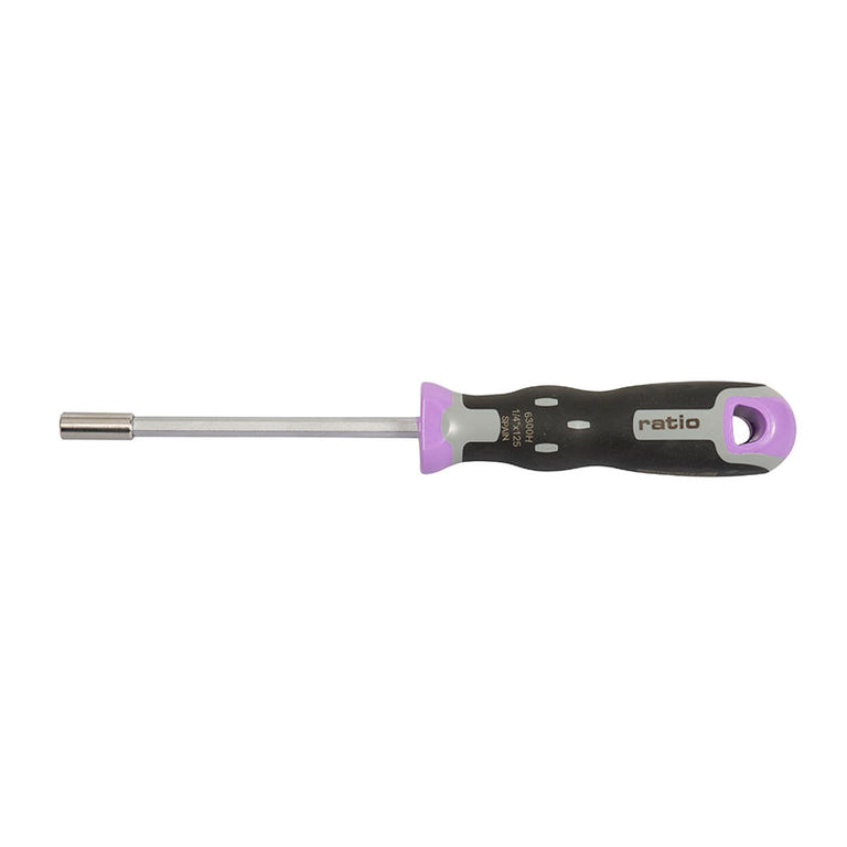 Destornillador portapuntas magnético RATIO 6300 con mango ergonómico trimaterial y varilla de acero CrMoVA.