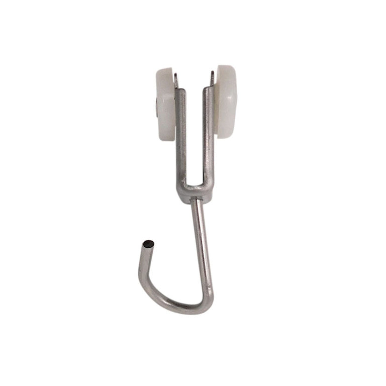 Polea de acero inoxidable Micel TLD17 con doble rueda blanca y gancho para perfil de pérgola exterior