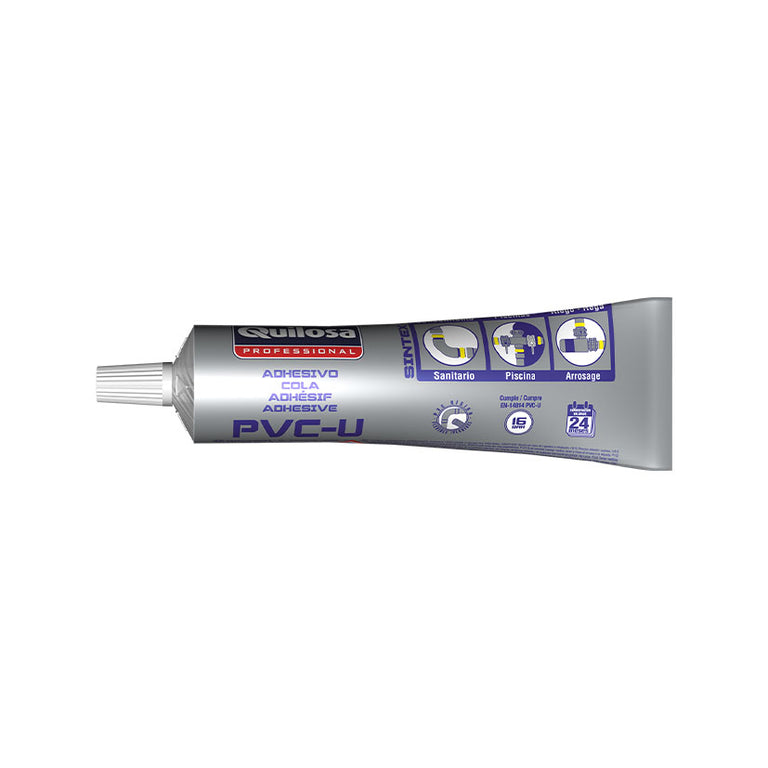Tubo de cola para PVC rígido y flexible Quilosa Sintex de 125 ml para fontanería y riego