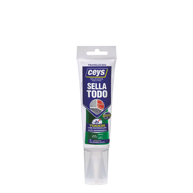 Tubo silicona neutra CEYS Sella Todo translúcida 125ml para interior y exterior