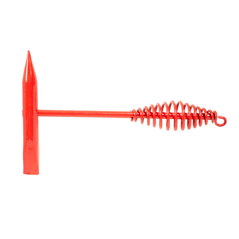 Piqueta de soldador RATIO roja con mango de muelle antivibraciones y doble cabeza de punta y cincel.